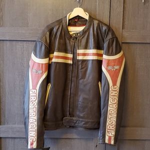 Mens leather motosport jacket